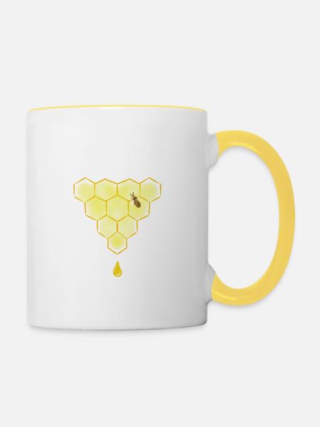 Bienenwabe - Tasse zweifarbig - Weiß/Gelb