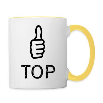 TOP pouces vers le haut - Mug contrasté - blanc/jaune - Droite