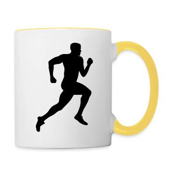 coureur, courir, Sprinter 2 - Mug contrasté - blanc/jaune - Droite
