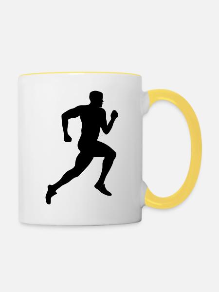 Sprinter, Läufer, Laufen - Running - Tasse zweifarbig - Weiß/Gelb