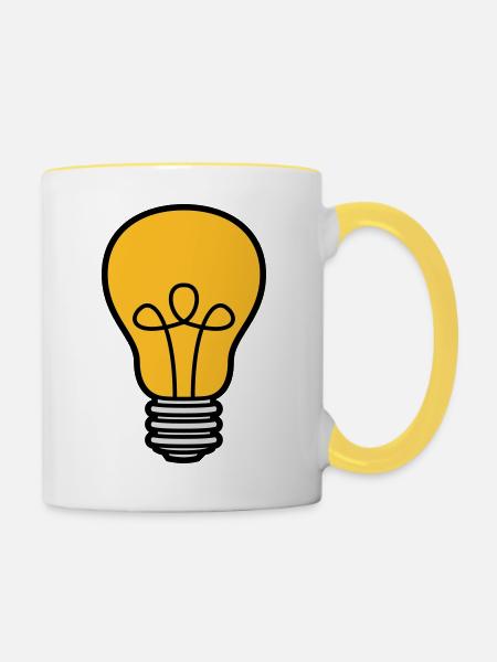 ampoule lumière électricité idée pensée intelligente loes - Mug contrasté - blanc/jaune