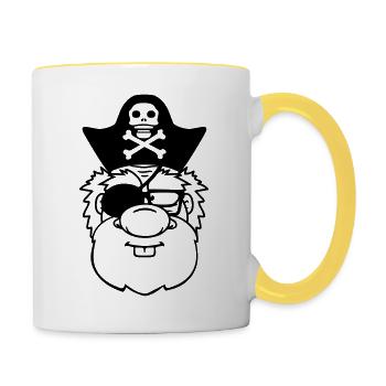 tête visage pirate capitaine marin marin marin sae - Mug contrasté - blanc/jaune - Droite