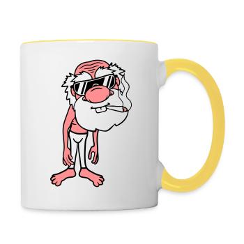 duenn cool rauchen sonnenbrille joint weed hanf ca - Tasse zweifarbig - Weiß/Gelb - Rechts