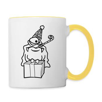 anniversaire seul solitaire triste célébrant des cadeaux - Mug contrasté - blanc/jaune - Droite
