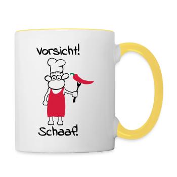 Caution schaaf! - Contrasting Mug - white/yellow - Right