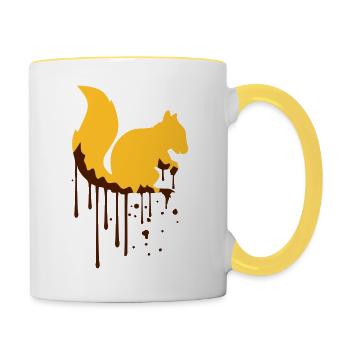 drop graffiti spray stamp black eichhoernch - Contrasting Mug - white/yellow - Right