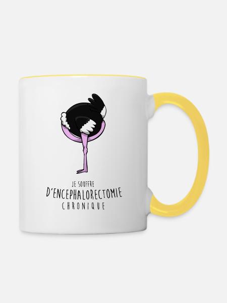 encephalorectomie - Tasse zweifarbig - Weiß/Gelb