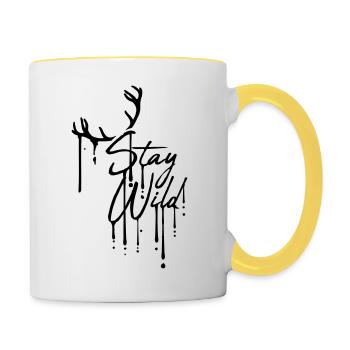 gouttes de graffitis bois de cerf désert design séjour - Mug contrasté - blanc/jaune - Droite