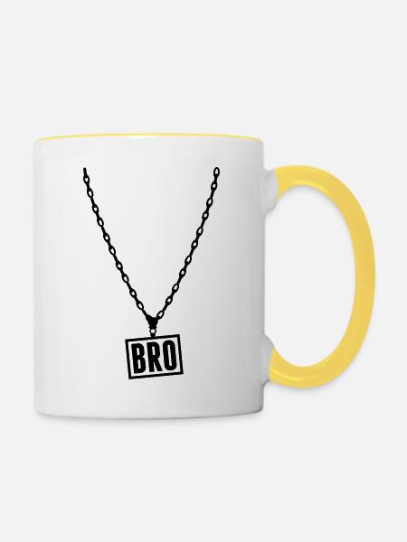 chain_bro_bo1 - Tasse zweifarbig - Weiß/Gelb