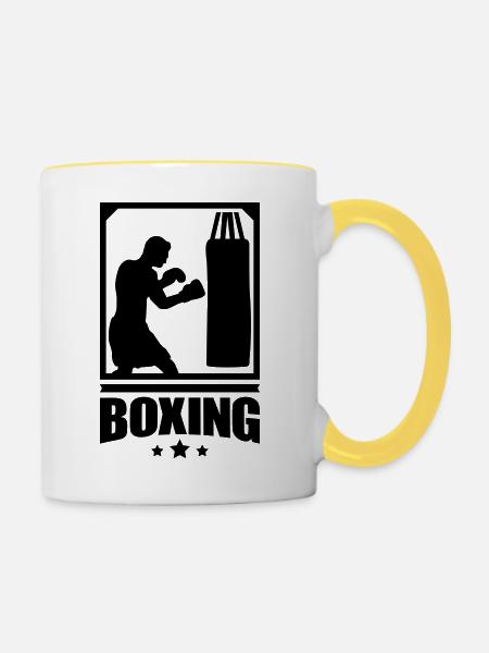 boxing_f1 - Tasse zweifarbig - Weiß/Gelb
