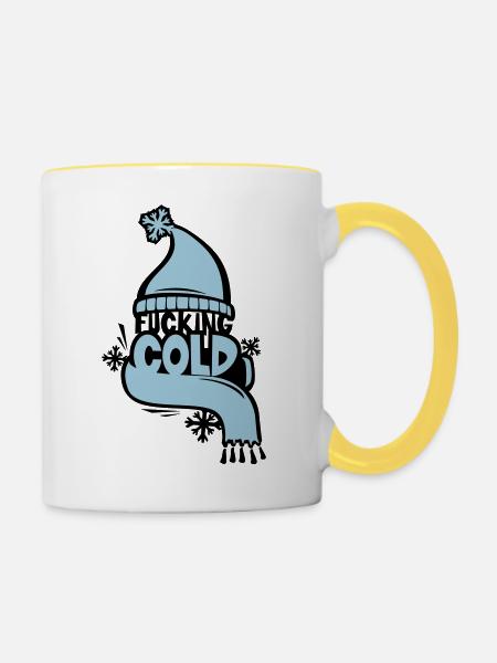 fucking cold - Tasse zweifarbig - Weiß/Gelb