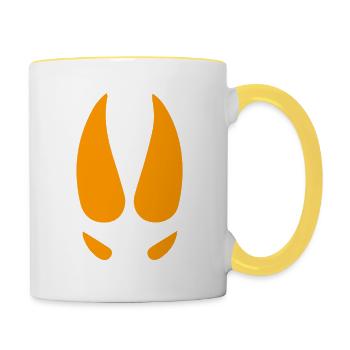 Griffe de sanglier orange - Mug contrasté - blanc/jaune - Droite