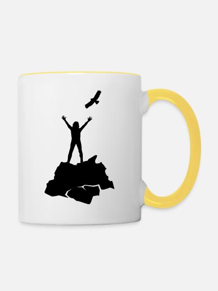 on_top_3 - Tasse zweifarbig - Weiß/Gelb