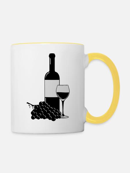 Wein - Tasse zweifarbig - Weiß/Gelb