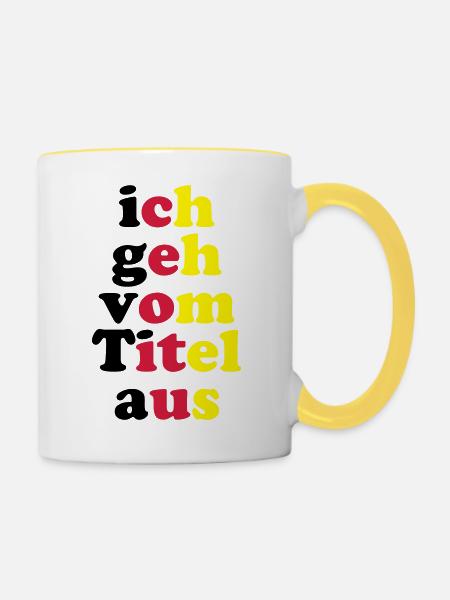 ich_geh_vom_titel_aus_3c - Tasse zweifarbig - Weiß/Gelb