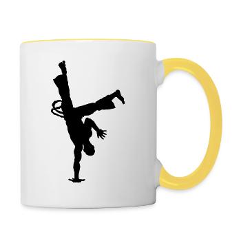 Capoeira regionale Silhouette - Tasse zweifarbig - Weiß/Gelb - Rechts