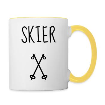 Skifahren Skifahrer Sport Ski Spieler - Tasse zweifarbig - Weiß/Gelb - Rechts