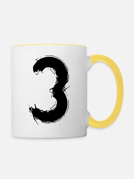 Die Drei - Tasse zweifarbig - Weiß/Gelb