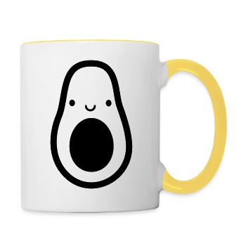 avocat petit doux visage yeux bouche petit niedl - Mug contrasté - blanc/jaune - Droite