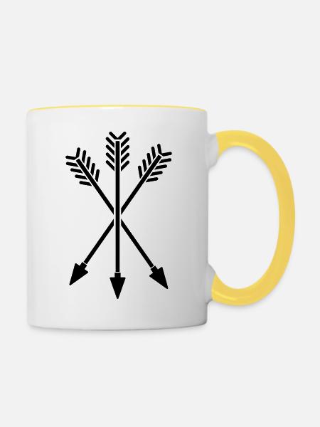 Pfeile - Tasse zweifarbig - Weiß/Gelb