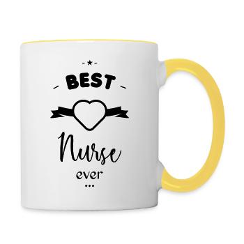 Beste Krankenschwester überhaupt - Tasse zweifarbig - Weiß/Gelb - Rechts