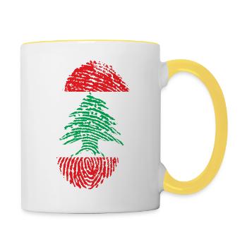 fingerprint i love wurzeln libanon lebanon - Tasse zweifarbig - Weiß/Gelb - Rechts