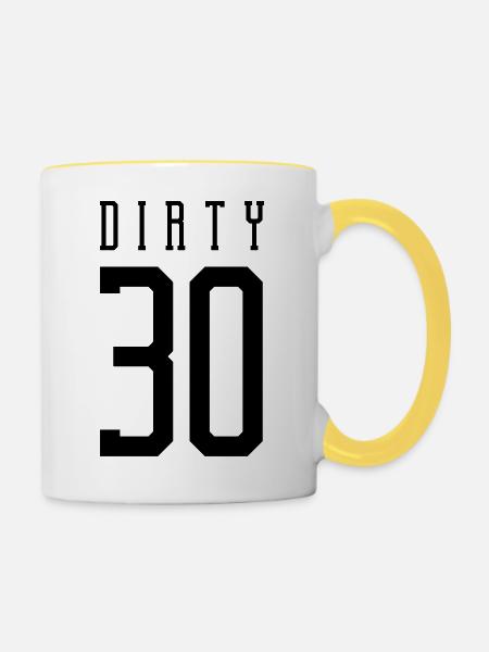 dirty 30 design - Tasse zweifarbig - Weiß/Gelb