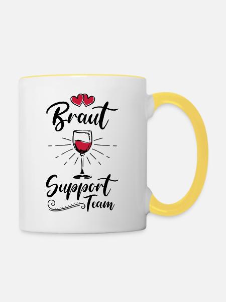braut support team wein - Tasse zweifarbig - Weiß/Gelb