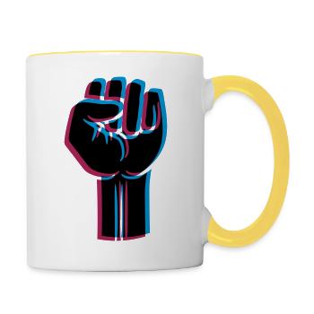 Rebellen Faust 3D - Tasse zweifarbig - Weiß/Gelb - Rechts