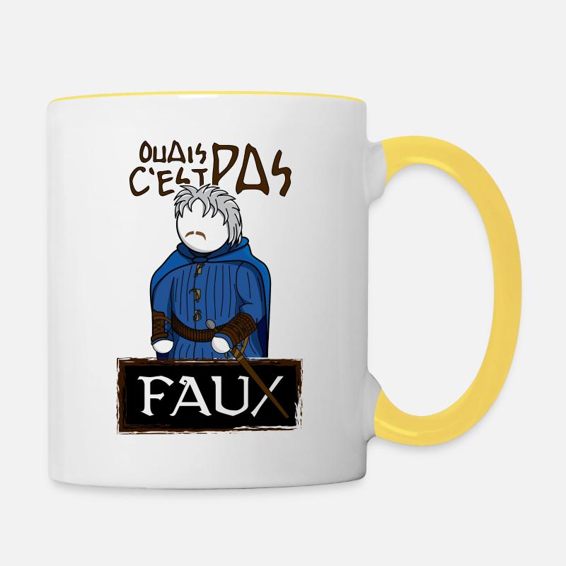 Perceval : Ouais C'est Pas Faux - Mug contrasté - blanc/jaune