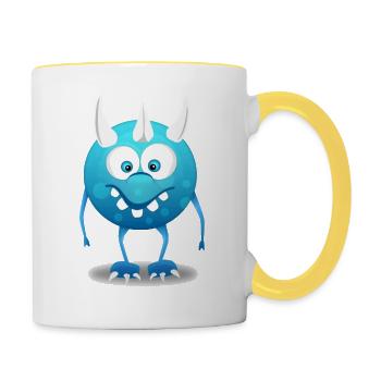 Bleu monstre - Mug contrasté - blanc/jaune - Droite