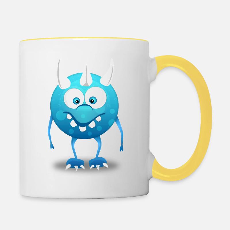 Bleu monstre - Mug contrasté - blanc/jaune