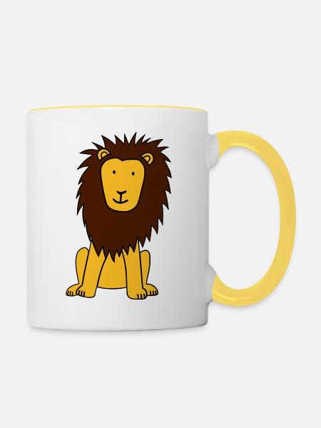 lion - Contrasting Mug - white/yellow