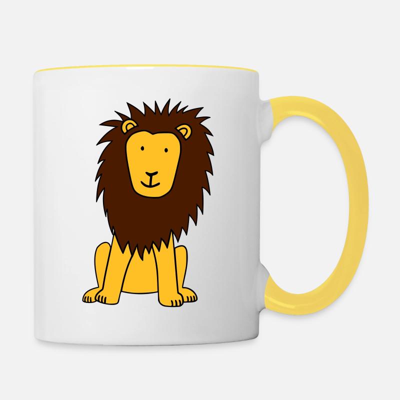 Löwe - Tasse zweifarbig - Weiß/Gelb