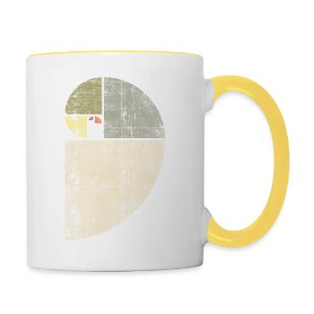 Distressed Fibonacci Spirale - Tasse zweifarbig - Weiß/Gelb - Rechts