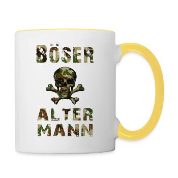 Böser alter Mann - Tasse zweifarbig - Weiß/Gelb - Rechts