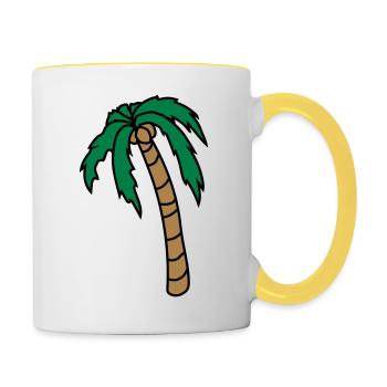 Hängende Palme Design - Tasse zweifarbig - Weiß/Gelb - Rechts