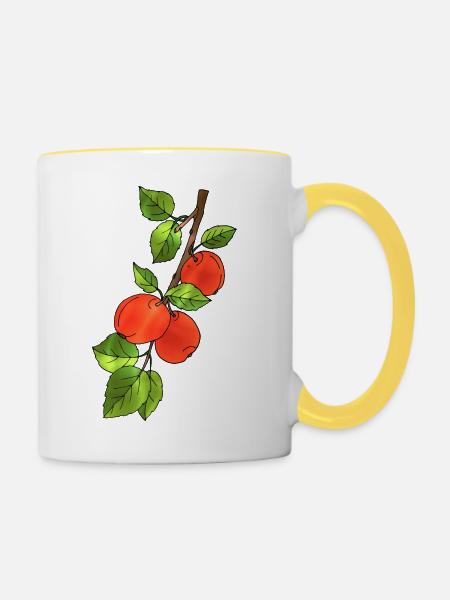 Äpfel - Tasse zweifarbig - Weiß/Gelb