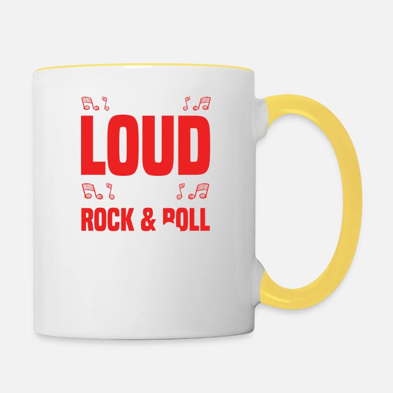 rock n roll loud - Contrasting Mug - white/yellow