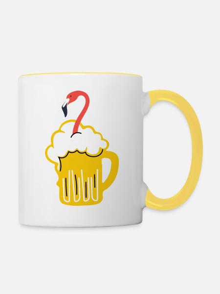 Flamingo - Tasse zweifarbig - Weiß/Gelb
