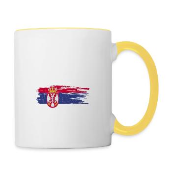 Belgrad Serbe Serbin Serben Serbisch Serbien Gesch - Tasse zweifarbig - Weiß/Gelb - Rechts