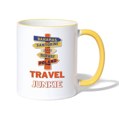traveljunkie - i like to travel - Tasse zweifarbig