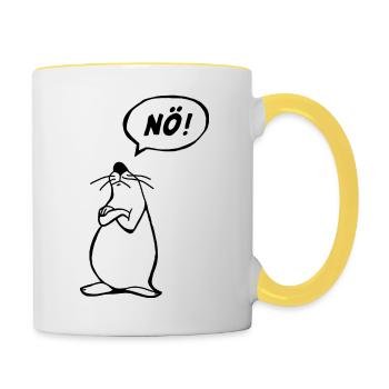 Nö Maus schwarz NÖ - Tasse zweifarbig - Weiß/Gelb - Rechts