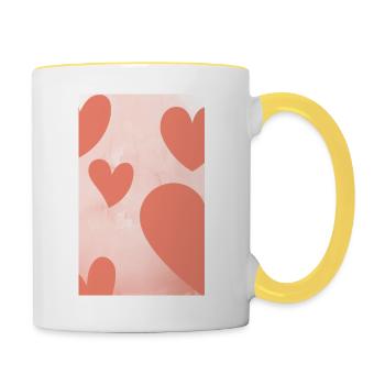 Herzen in der Luft - Tasse zweifarbig - Weiß/Gelb - Rechts