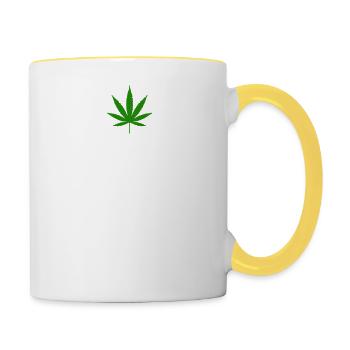 l’herbe me rend heureux cannabis marijuana - Mug contrasté - blanc/jaune - Droite