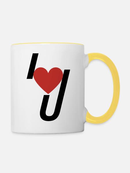 I heart U - Tasse zweifarbig - Weiß/Gelb