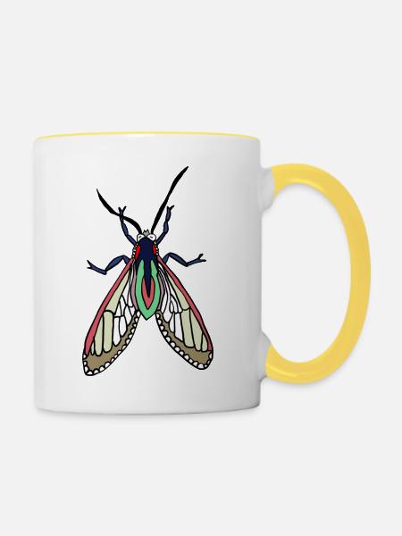 Nachtmotte Farbexplosion - Tasse zweifarbig - Weiß/Gelb