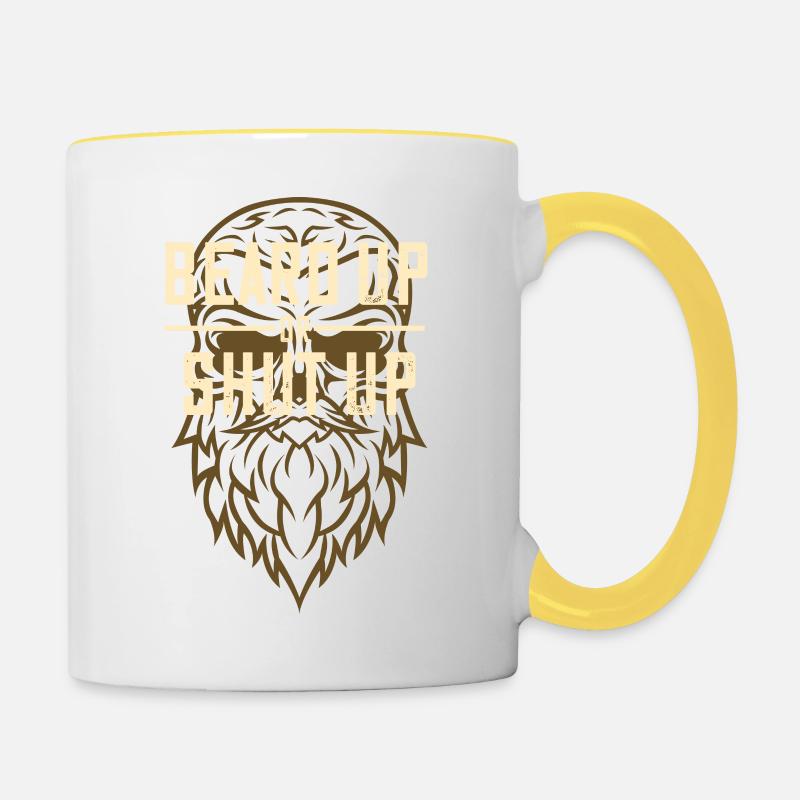 Bart Bart Bart Lustige Sprüche Shut Up - Tasse zweifarbig - Weiß/Gelb