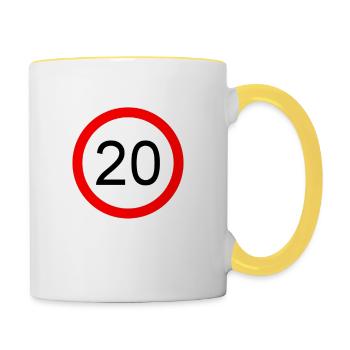 20 years very crisp script white - Tasse zweifarbig - Weiß/Gelb - Rechts