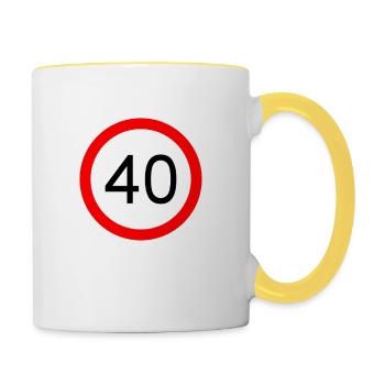 40 years but crisp script white - Tasse zweifarbig - Weiß/Gelb - Rechts